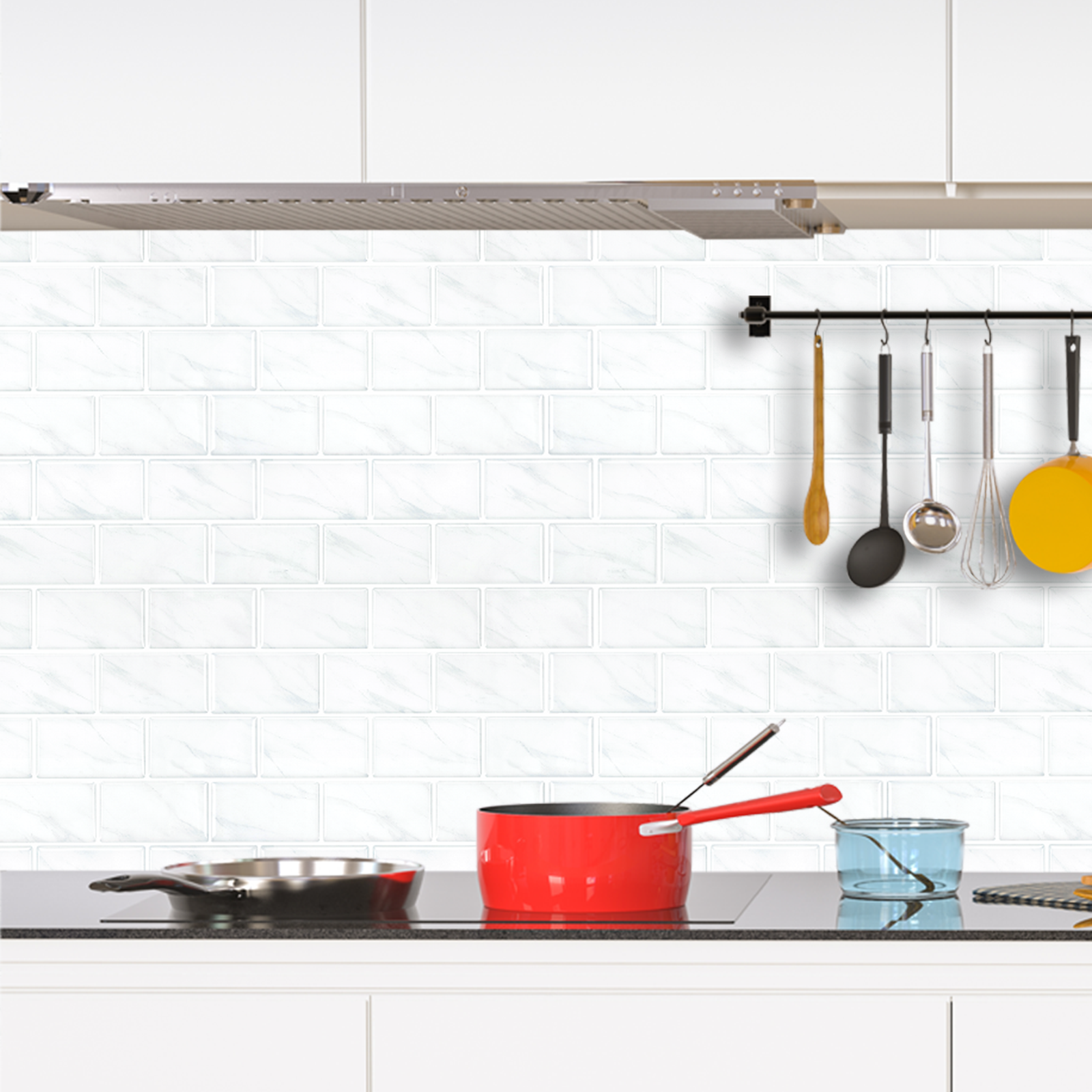 White marble wall tiles scene